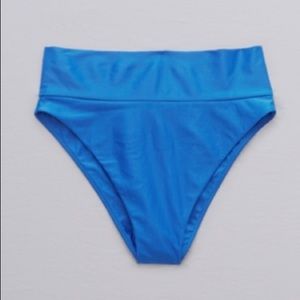 aerie blue high waist cheeky swim bottom NWT